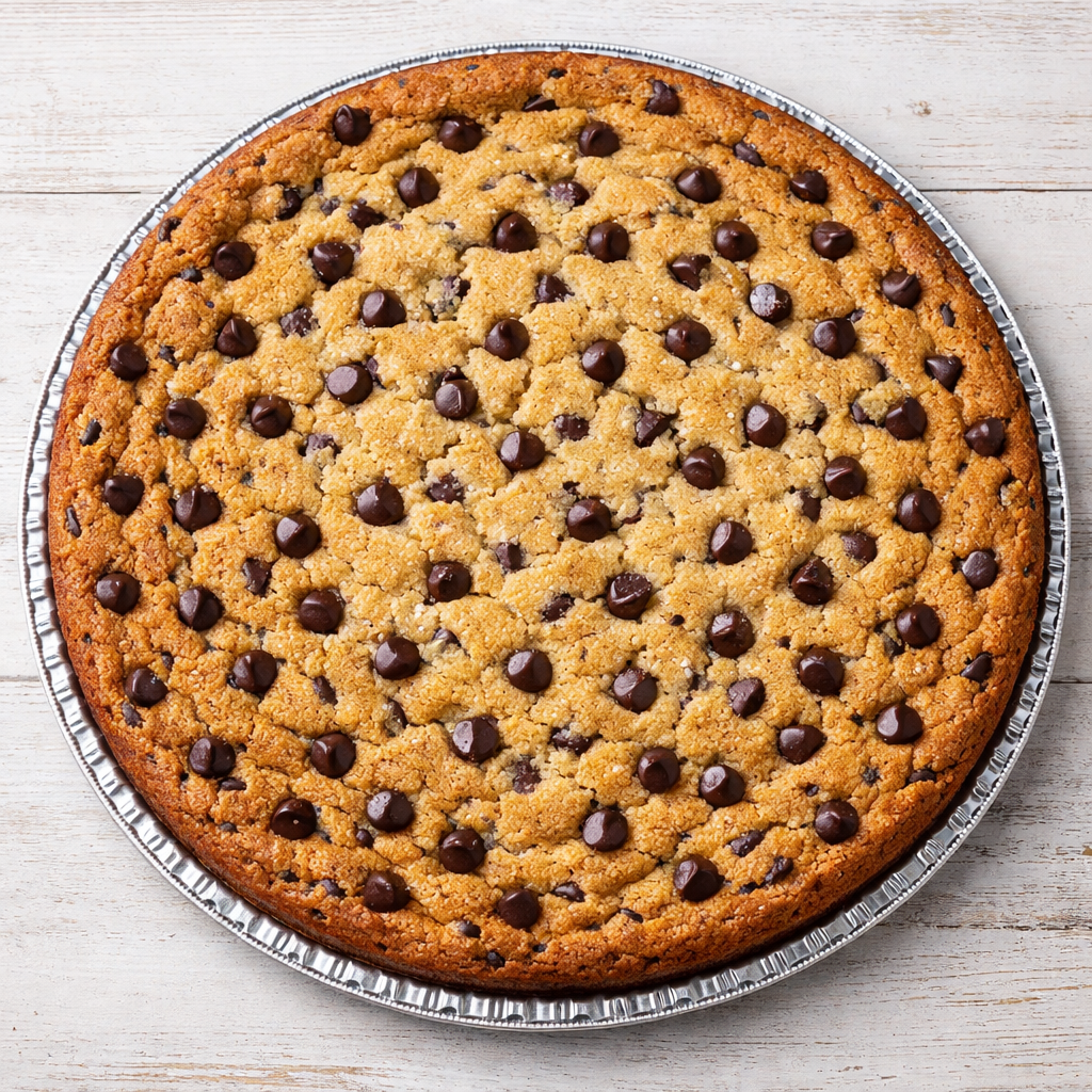 Giant round cookie cake with chocolate chips